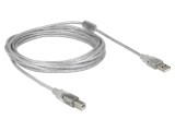 Cablu USB 2.0 A la B, 5 m, transparent