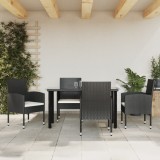 vidaXL Set mobilier de grădină, 5 piese, negru, poliratan și oțel 3203314