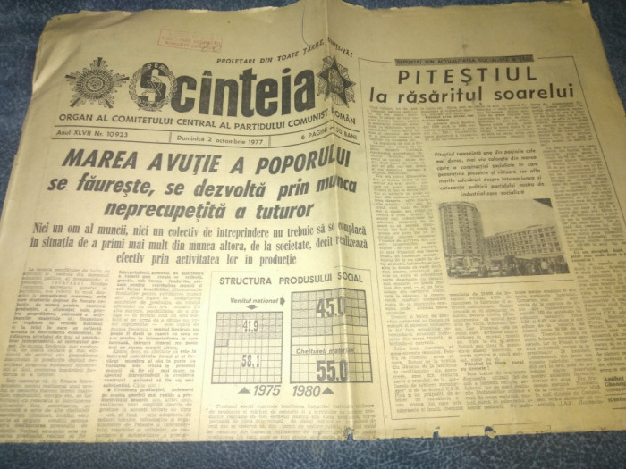 ZIARUL SCANTEIA 2 OCTOMBRIE 1977
