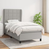 Cumpara ieftin Pat box spring cu saltea, gri deschis, 90x190 cm, textil