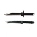 Set 2 Cutite Vanatoare John Rambo IdeallStore&reg;, Otel 440C, Teaca, Kit Supravietuire, Spargator Geam, 25cm/22cm