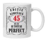 Cana alba personalizata &quot;editie limitata&quot;, 45 ani, INOVATIX&reg;. 330ml