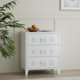 Dulap, en.casa, PXSL-0182 Hameenlinna, 72 x 60 x 40 cm, otel, alb, cu 3 sertare, design industrial HausGarden Leisure