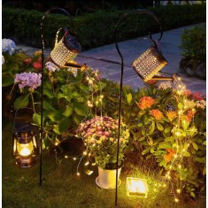 Set 2x Lampa Solara decorativa LED Tip Stropitoare , Fier Forjat, Design Retro, Proiectie Lumina Calda, IP65, 80 cm