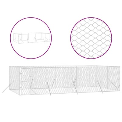 Padoc de exterior pentru caini argintiu 8x4x2 m otel galvanizat foto