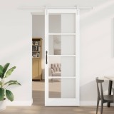 Ușă Glisantă cu Set de Accesorii &#039;ORKDAL&#039;Alb Lemn Masiv &amp; Geam