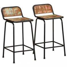vidaXL Scaune de bar 2 buc 46x35,5x80 cm lemn masiv recuperat