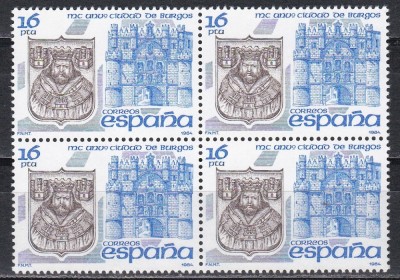 Spania 1984 - Burgos - 1100 de ani de existență, Bloc de 4, MNH foto