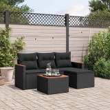 Cumpara ieftin Gossi set mobilier de gradina cu perne, 5 piese, negru, poliratan