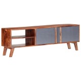 Cumpara ieftin Dulap TV, gri, 140x30x45 cm, lemn masiv