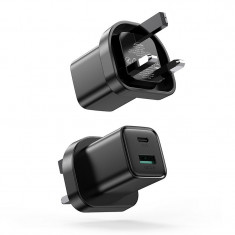 Încărcător De Perete Joyroom Fast UK USB Tip C + USB 20W PD QC3.0 Negru (L-QP207)