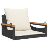 Cumpara ieftin Banca de balansoar cu perne, negru, 63x62x40 cm, poliratan
