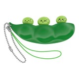 Breloc Antistres Pastaie Mazare Verde, 6.5cm, Silicon - Jucarie Interactiva Fete 3+ ani