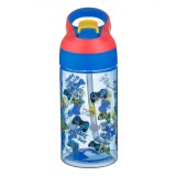 Sticlă Apă Gamer, Albastru, Capacitate 500ml, Mecanism Pop-Up, Pai Silicon, Oem