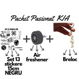 Set Cadou Pasionati Kia , 13 Stickere Personalizate, Breloc 3D si Air Freshener Roata 3D