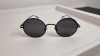 Ochelari Soare Rotunzi Negri Unisex UV400 + Husa Laveta - Rame Metal Lentile Policarbonat 53mm