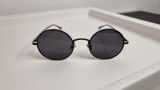 Ochelari de soare rotunzi, unisex, rama neagra, lentile negre, protectie UV400, husa &amp; laveta incluse