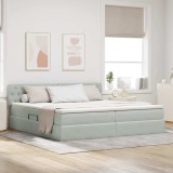 vidaXL Pat cu lumini cu bandă LED Gri deschis 200 x 200 cm Catifea 3371475