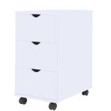 Dulap sertare alb 33x45x60 cm lemn prelucrat, 3 sertare, roti, birou/dormitor