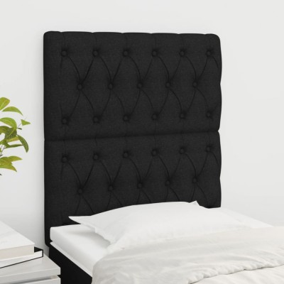 vidaXL Tăblii de pat, 2 buc, negru, 80x7x78/88 cm, textil 3116644 foto