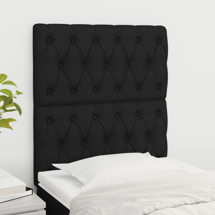 vidaXL Tăblii de pat, 2 buc, negru, 80x7x78/88 cm, textil 3116644