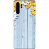 Husa silicon pentru Huawei P30 Pro, Sunflower On Blue Wood
