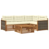 vidaXL Set de canapele de exterior cu pernă 5 pcs Natural și Crem 3383318
