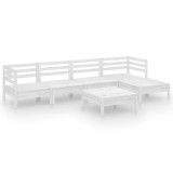 Set mobilier de gradina, 6 piese, alb, lemn masiv de pin