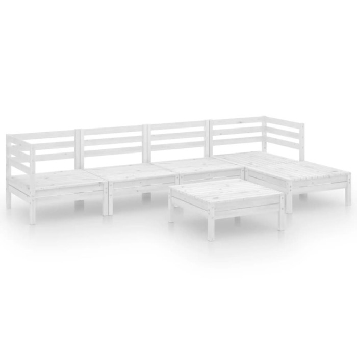 Set mobilier de gradina, 6 piese, alb, lemn masiv de pin