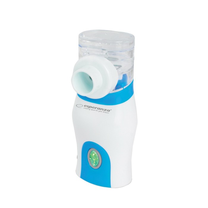 Inhalator portabil Esperanza cu ultrasunete, 6ml, cablu USB, dop de cauciuc, 20 dB,6 x 5,5 x 13 cm, alb