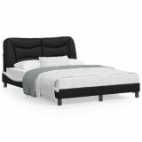 Cadru de pat cu tablie, negru si alb,140x190cm, piele ecologica GartenMobel Dekor, vidaXL