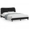 vidaXL Cadru de pat cu tăblie, negru și alb,140x190cm, piele ecologică