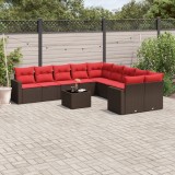 Gossi set canapele de gradina cu perne, 11 piese, maro, poliratan