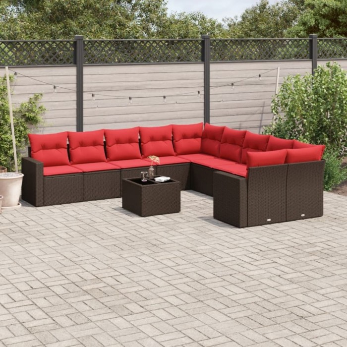 Gossi set canapele de gradina cu perne, 11 piese, maro, poliratan