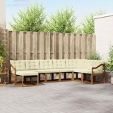 vidaXL Set de canapele de exterior cu pernă 8 pcs Natural și Crem 3368961