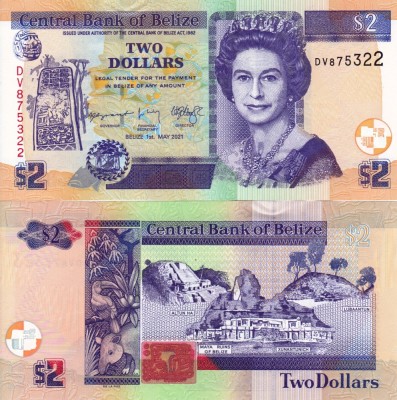BELIZE 2 dollars 2021 UNC!!! foto