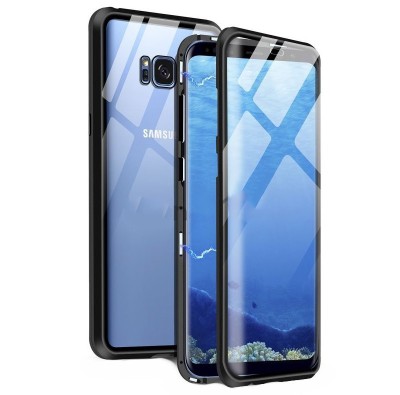 Husa Magnetic Glass 360&amp;deg; (sticla fata + spate) pentru Samsung Galaxy S8 Plus, Negru foto