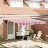vidaXL Marchiză Retractabilă Automată cu LED Roșie și Albă 400x300 cm