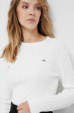 Cumpara ieftin Gant pulover femei, culoarea alb, light