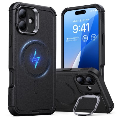 Husa iPhone 16 Plus ESR Cyber Armor Kickstand, negru foto