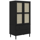Cumpara ieftin Sifonier SENJA, aspect ratan negru, 90x55x175cm, lemn masiv pin