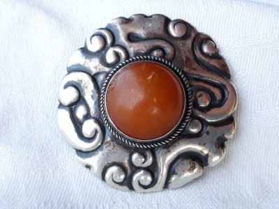 argint BROSA OPULENT cu CORALsplendida MEXIC vintage VECHE de efect UNICA foto