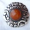 argint BROSA OPULENT cu CORALsplendida MEXIC vintage VECHE de efect UNICA