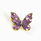 Brosa martisor fluture auriu cu aripi mov