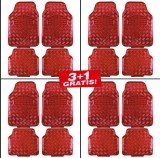 Covorase Auto Universale Rosii 4 Bucati (3+1 Gratis) - Set Presuri Interior Aluminiu Fata Spate
