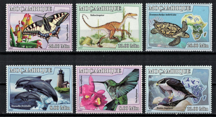 MOZAMBIC 2007 - Fauna marina, flora, dinozauri/ serie completa MNH