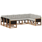 vidaXL Set de canapele de exterior 9 pcs Natural și Gri deschis 3382199