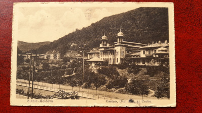 Slanic Moldova-1916-Casino,otel Puf si Cerbu-Franc.si st.mai rare-C.P.circ. foto