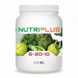Ingrasamant premium granulat complex pentru legume verzi si plante aromatice tip NPK NutriPlus 5-20-10 + 3% K2O + 16% SO3 + 1% Fe 1 Kg, Semplus