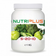 Ingrasamant premium granulat complex pentru legume verzi si plante aromatice tip NPK NutriPlus 5-20-10 + 3% K2O + 16% SO3 + 1% Fe 1 Kg